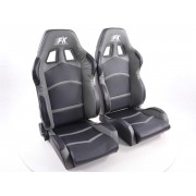 Снимка на Спортни седалки комплект 2 бр. Cyberstar еко кожа черни/сиви FK Automotive FKRSE649/651