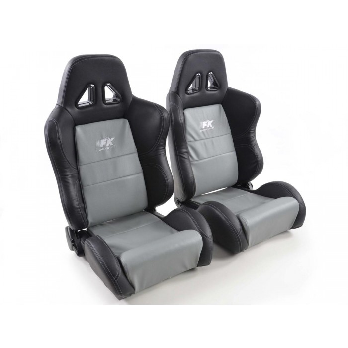 Снимка на Спортни седалки комплект 2 бр. Dallas еко кожа сиви/черни шев сиви FK Automotive FKRSE010101 за Audi A3 (8L1) 1.9 TDI - 110 коня дизел