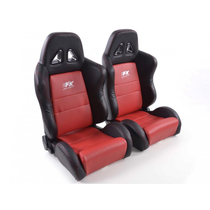 Снимка на Спортни седалки комплект 2 бр. Dallas еко кожа червени /черни шев червени / FK Automotive FKRSE010109 за камион MAN SD SD 200 - 192 коня дизел
