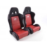 Снимка на Спортни седалки комплект 2 бр. Dallas еко кожа червени /черни шев червени / FK Automotive FKRSE010109