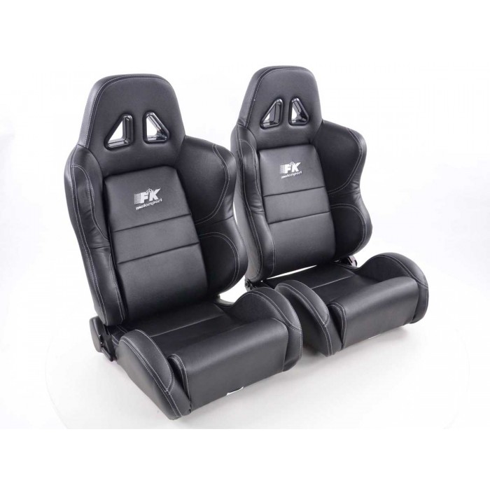 Снимка на Спортни седалки комплект 2 бр. Dallas еко кожа черни шев сребърни FK Automotive FKRSE010105 за Audi A3 (8L1) 1.6 - 102 коня бензин