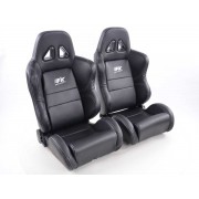 Снимка на Спортни седалки комплект 2 бр. Dallas еко кожа черни шев сребърни FK Automotive FKRSE010105