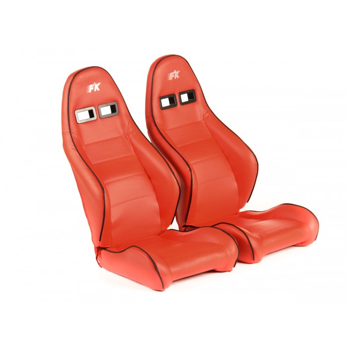 Снимка на Спортни седалки комплект 2 бр. Dortmund еко кожа червени бели FK Automotive FKRSE17083