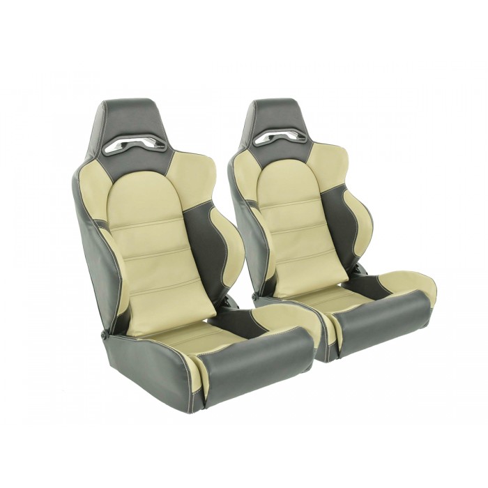 Снимка на Спортни седалки комплект 2 бр. Edition 1 еко кожа бежови/черни FK Automotive DP009 за Audi R8 5.2 FSI quattro - 560 коня бензин