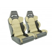 Снимка на Спортни седалки комплект 2 бр. Edition 1 еко кожа бежови/черни FK Automotive DP009