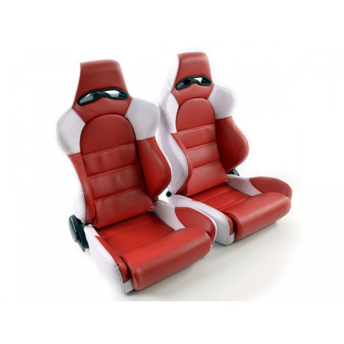 Снимка на Спортни седалки комплект 2 бр. Edition 1 еко кожа червени / бели FK Automotive DP007 за BMW X3 E83 xDrive 30 d - 218 коня дизел