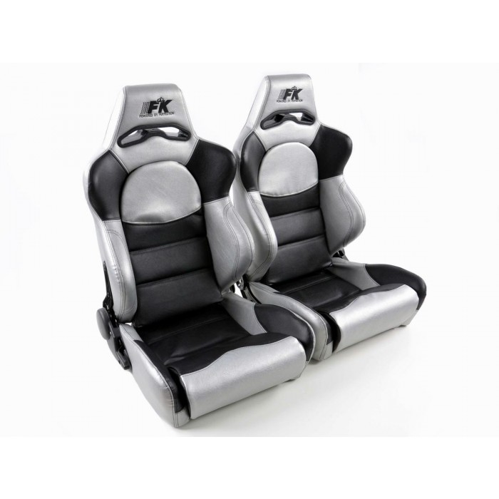 Снимка на Спортни седалки комплект 2 бр. Edition 1 еко кожа черни/сребърни FK Automotive FKRSE010013 за Audi 80 Sedan (89, 89Q, 8A, B3) 1.4 - 65 коня бензин