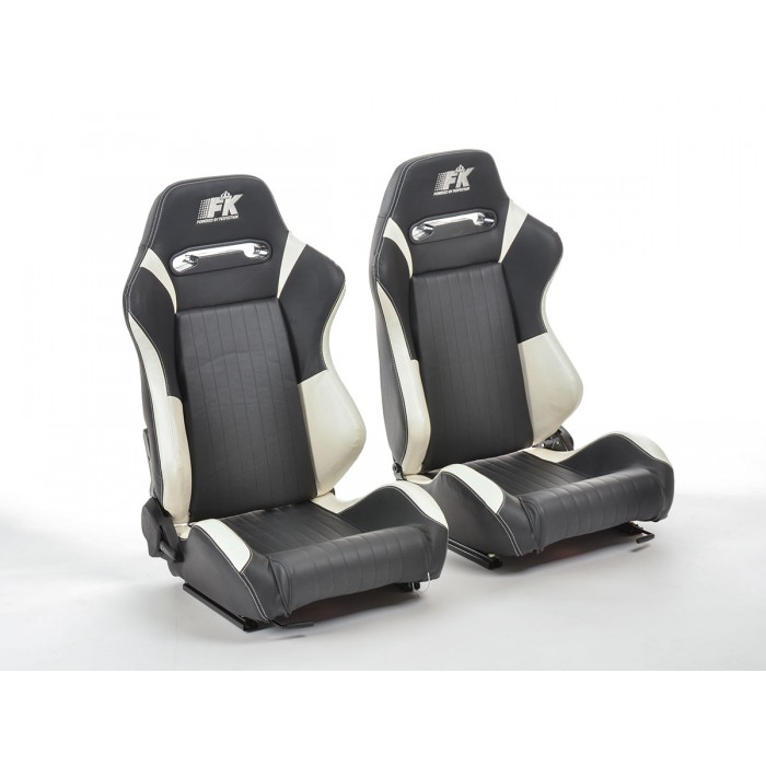 Снимка на Спортни седалки комплект 2 бр. Frankfurt еко кожа черни/бели FK Automotive FKRSE17017 за Honda Legend 2 (KA7) 3.2 i 24V (KA7) - 205 коня бензин