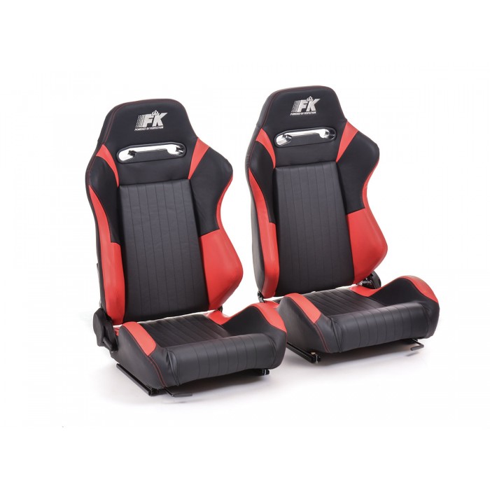 Снимка на Спортни седалки комплект 2 бр. Frankfurt еко кожа черни/червени FK Automotive FKRSE17011 за Alfa Romeo 166 Sedan 2.5 V6 24V (936A21__) - 188 коня бензин