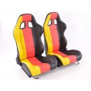 Снимка на Спортни седалки комплект 2 бр. Germany еко кожа черни/червени //жълти FK Automotive FKRSE12051
