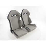 Снимка на Спортни седалки комплект 2 бр. Halbschalensitz еко кожа сиви шев черни FK Automotive FKRSE14045