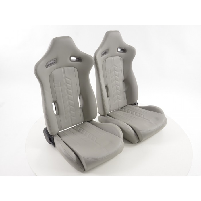 Снимка на Спортни седалки комплект 2 бр. Halbschalensitz еко кожа сиви шев черни FK Automotive FKRSE14051 за Audi A4 Sedan (8EC, B7) 2.0 TDI - 140 коня дизел