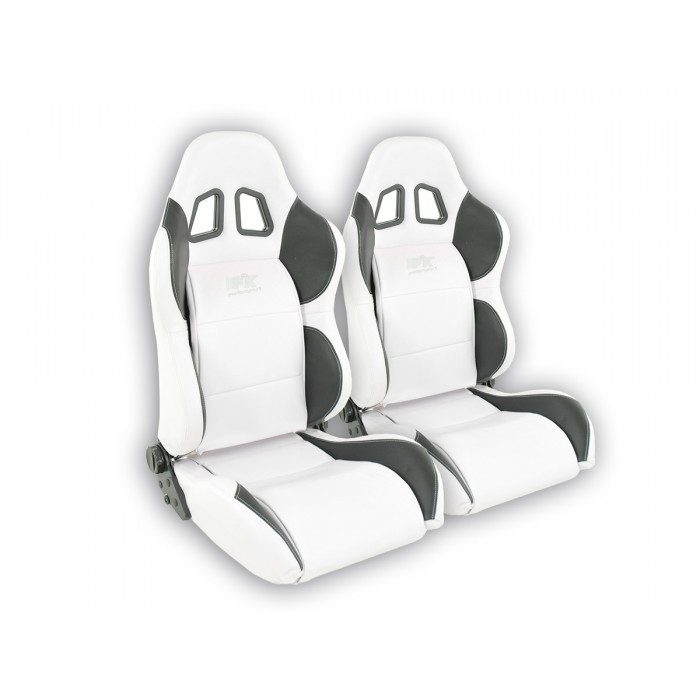 Снимка на Спортни седалки комплект 2 бр. Houston еко кожа бели/черни шев бели FK Automotive FKRSE010043 за Alfa Romeo 164 Sedan 3.0 - 212 коня бензин