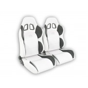 Снимка на Спортни седалки комплект 2 бр. Houston еко кожа бели/черни шев бели FK Automotive FKRSE010043