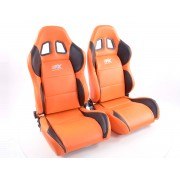 Снимка на Спортни седалки комплект 2 бр. Houston еко кожа оранжеви/черни шев оранжеви FK Automotive FKRSE010045