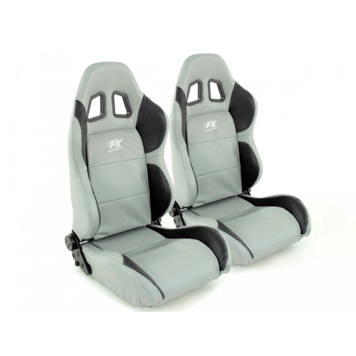 Снимка на Спортни седалки комплект 2 бр. Houston еко кожа сиви/черни шев сиви FK Automotive FKRSE010049 за BMW 3 Sedan E90 325 i - 192 коня бензин