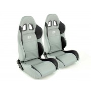 Снимка на Спортни седалки комплект 2 бр. Houston еко кожа сиви/черни шев сиви FK Automotive FKRSE010049