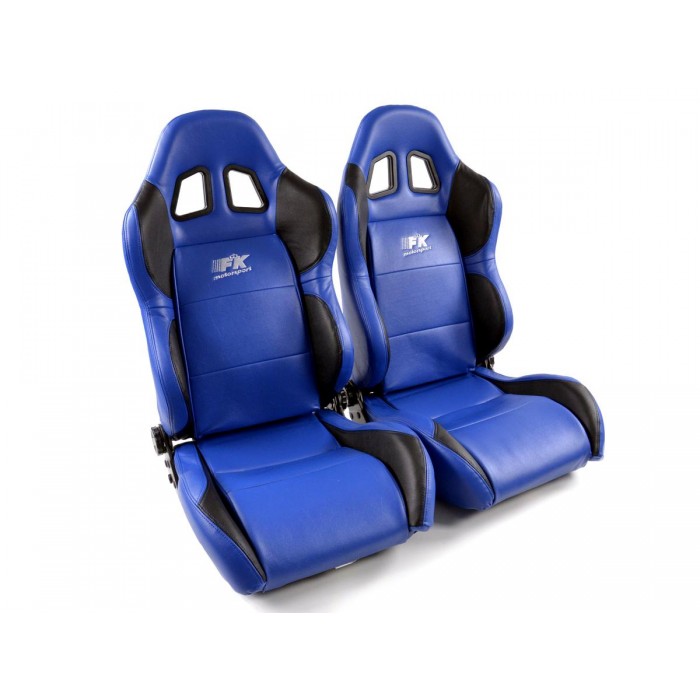 Снимка на Спортни седалки комплект 2 бр. Houston еко кожа сини/черни шев сини FK Automotive FKRSE010047 за Alfa Romeo 166 Sedan 2.0 V6 (936A3___) - 205 коня бензин