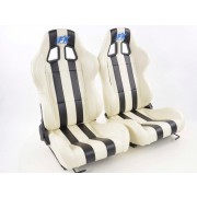 Снимка на Спортни седалки комплект 2 бр. Indianapolis еко кожа бели/черни FK Automotive FKRSE010183