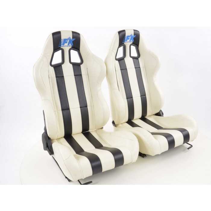 Снимка на Спортни седалки комплект 2 бр. Indianapolis еко кожа бели/черни FK Automotive FKRSE010183 за Lotus Esprit S4 (082) 2.2 - 300 коня бензин