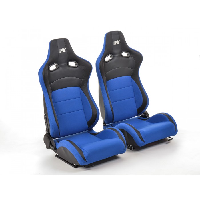 Снимка на Спортни седалки комплект 2 бр. Köln еко кожа/текстил черни/сини FK Automotive FKRSE17051 за CHRYSLER VIPER Coupe 8.0 - 394 коня бензин