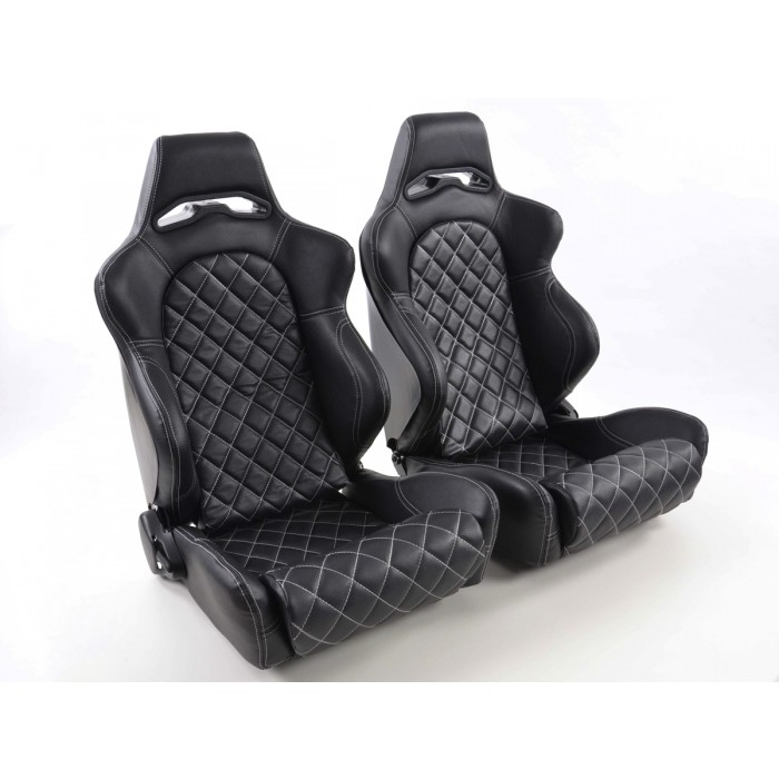 Снимка на Спортни седалки комплект 2 бр. Las Vegas еко кожа черни back made of GFK FK Automotive FKRSE011037 за Lotus Esprit S4 (082) 2.2 - 300 коня бензин