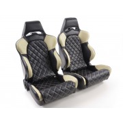 Снимка на Спортни седалки комплект 2 бр. Las Vegas еко кожа черни/бежови back made of GFK FK Automotive FKRSE011035