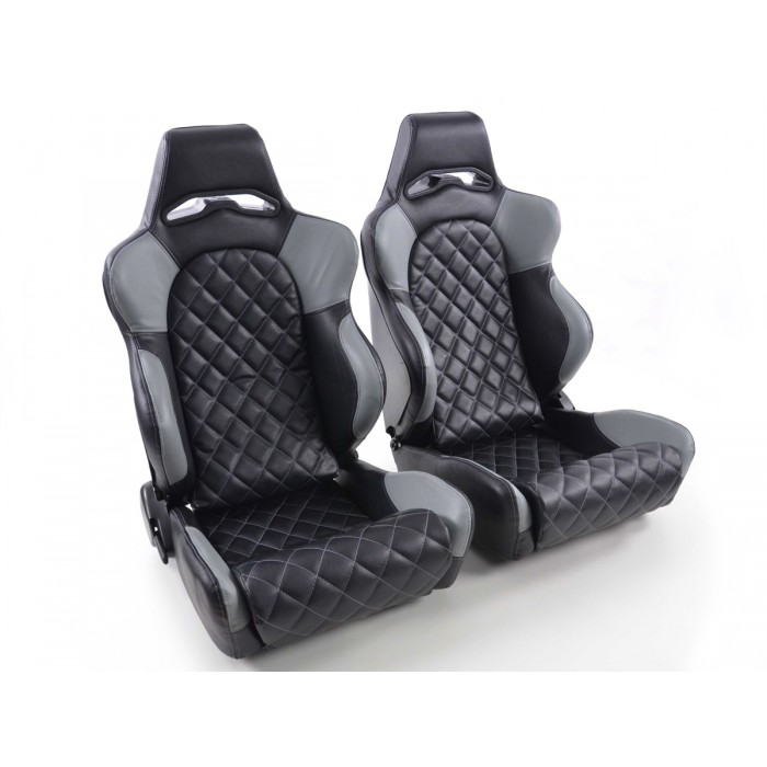 Снимка на Спортни седалки комплект 2 бр. Las Vegas еко кожа черни/сиви back made of GFK FK Automotive FKRSE011033 за Lotus Esprit S4 (082) 2.2 - 300 коня бензин
