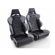 Снимка на Спортни седалки комплект 2 бр. Las Vegas еко кожа черни/сиви back made of GFK FK Automotive FKRSE011033