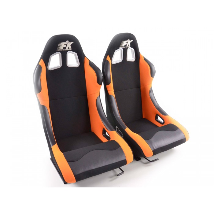 Снимка на Спортни седалки комплект 2 бр. Los Angeles черни/оранжеви FK Automotive FKRSE010177 за BMW 5 Sedan E39 525 td - 116 коня дизел