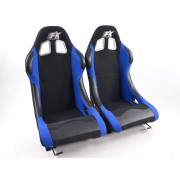Снимка на Спортни седалки комплект 2 бр. Los Angeles черни/сини FK Automotive FKRSE010175