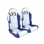 Снимка на Спортни седалки комплект 2 бр. Miami еко кожа бели/сини FK Automotive FKRSE010063