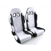 Снимка на Спортни седалки комплект 2 бр. Miami еко кожа бели/черни FK Automotive FKRSE010065