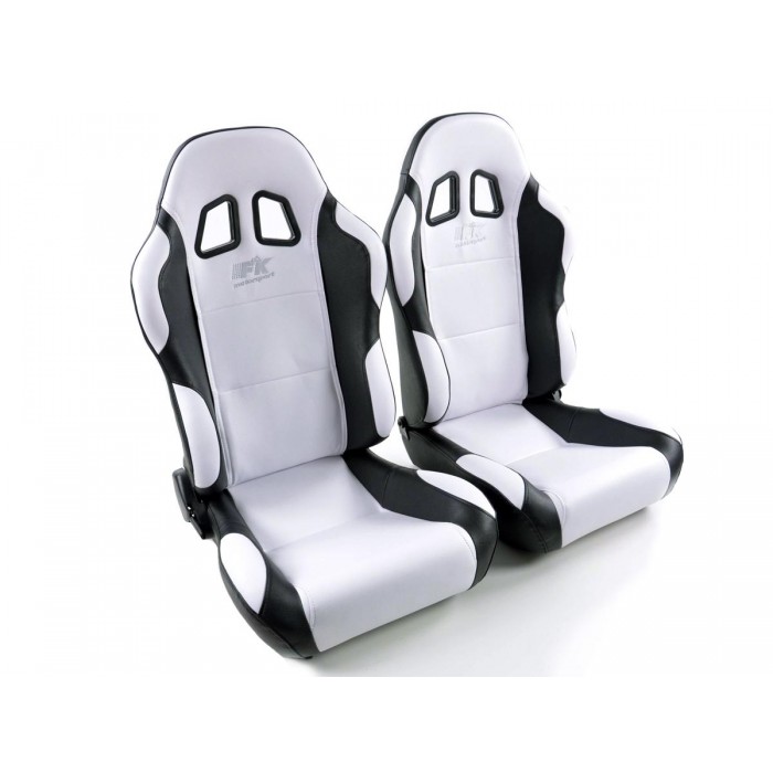 Снимка на Спортни седалки комплект 2 бр. Miami еко кожа бели/черни FK Automotive FKRSE010065 за CHRYSLER VOYAGER 3 GS 3.8 - 182 коня бензин