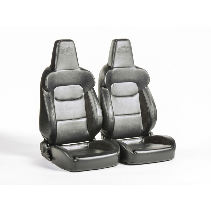 Снимка на Спортни седалки комплект 2 бр. München еко кожа черни FK Automotive FKRSE18043 за Mercedes 190 (w201) E 2.0 (201.024) - 122 коня бензин