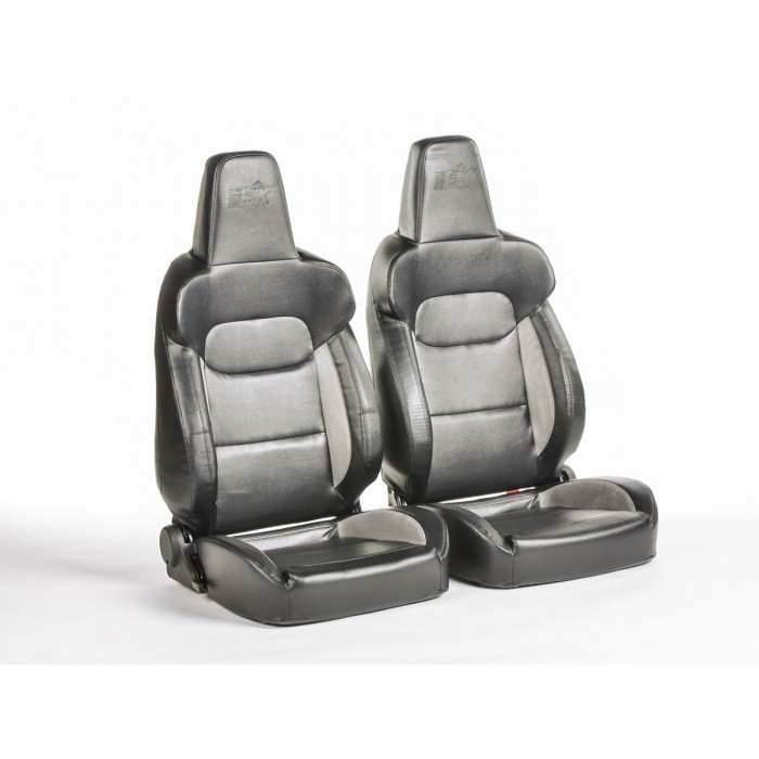 Снимка на Спортни седалки комплект 2 бр. München еко кожа черни/сиви FK Automotive FKRSE18045 за Audi A4 Sedan (8D2, B5) 1.8 - 125 коня бензин