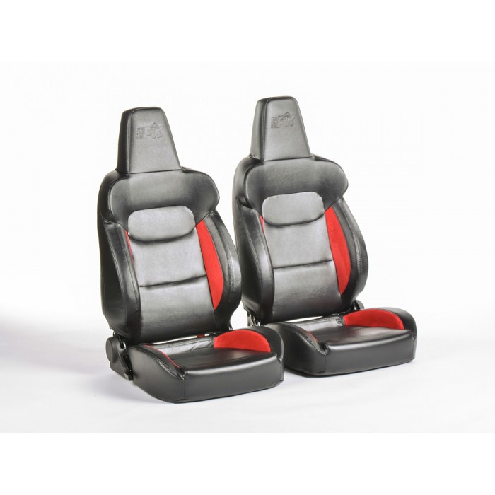 Снимка на Спортни седалки комплект 2 бр. München еко кожа черни/червени FK Automotive FKRSE18047 за Audi A3 (8L1) 1.9 TDI - 110 коня дизел