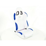 Снимка на Спортни седалки комплект 2 бр. New York бели/сини шев сини FK Automotive FKRSE010029