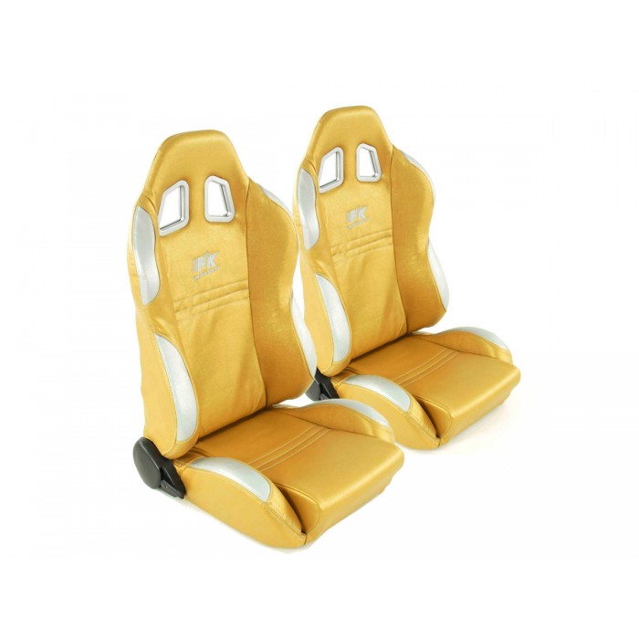 Снимка на Спортни седалки комплект 2 бр. New York златни/сребърни шев сребърни FK Automotive FKRSE010033 за Peugeot 307 Estate (3E) 1.4 HDi - 68 коня дизел