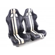 Снимка на Спортни седалки комплект 2 бр. Portland еко кожа черни/бели FK Automotive FKRSE011055