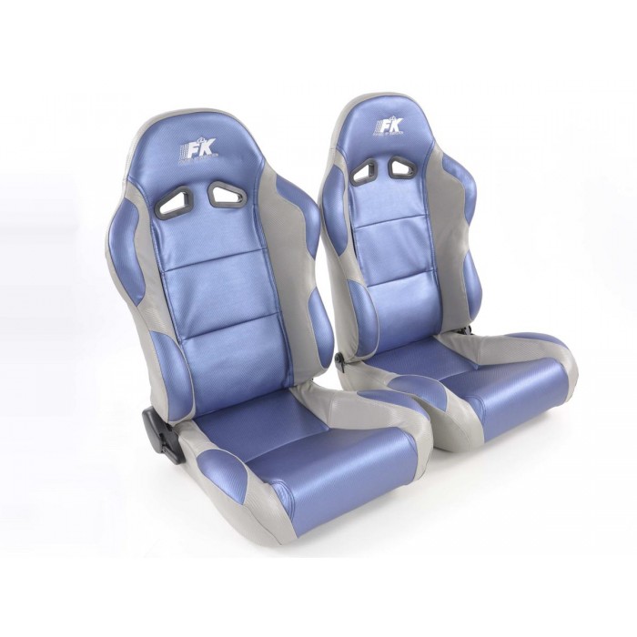 Снимка на Спортни седалки комплект 2 бр. Racing еко кожа сини/сиви FK Automotive FKRSE947/948 за Alfa Romeo 164 Sedan 3.0 V6 (164.A) - 192 коня бензин
