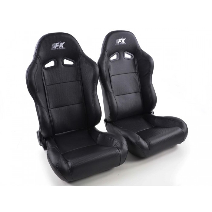 Снимка на Спортни седалки комплект 2 бр. Racing еко кожа черни FK Automotive FKRSE945/946 за Lotus Esprit S4 (082) 2.2 - 300 коня бензин