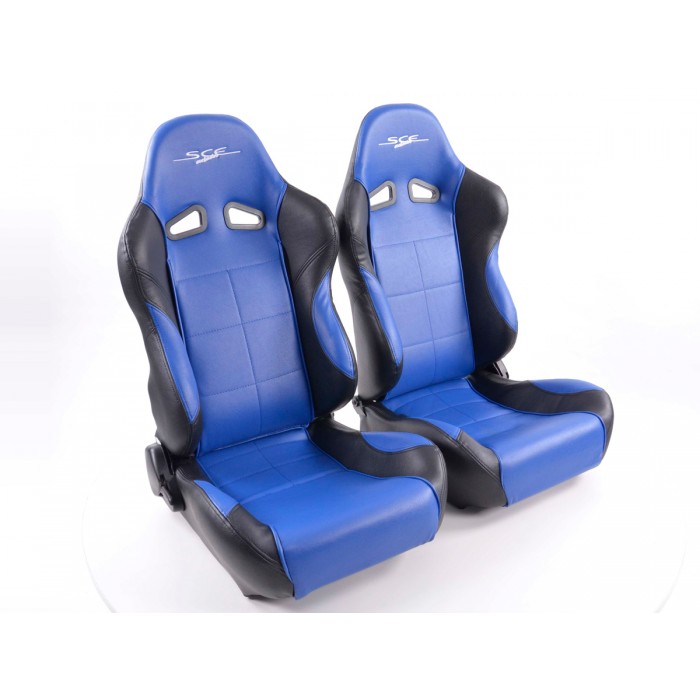 Снимка на Спортни седалки комплект 2 бр. SCE-Sportive 1 еко кожа сини/черни FK Automotive SCERSE105/106 за CHRYSLER NEON 2 Sedan 2.4 - 131 коня 