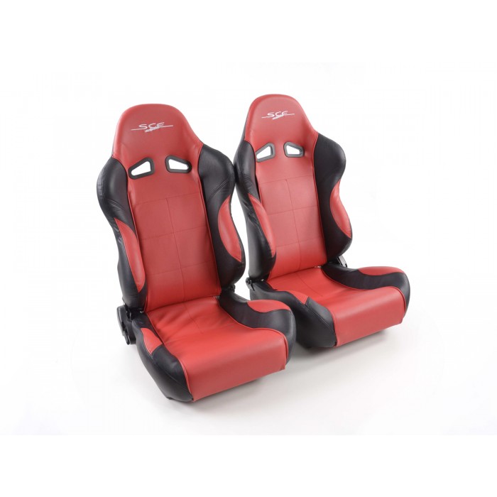 Снимка на Спортни седалки комплект 2 бр. SCE-Sportive 1 еко кожа червени /черни FK Automotive SCERSE107/108 за BMW 1 E81 120 i - 163 коня бензин