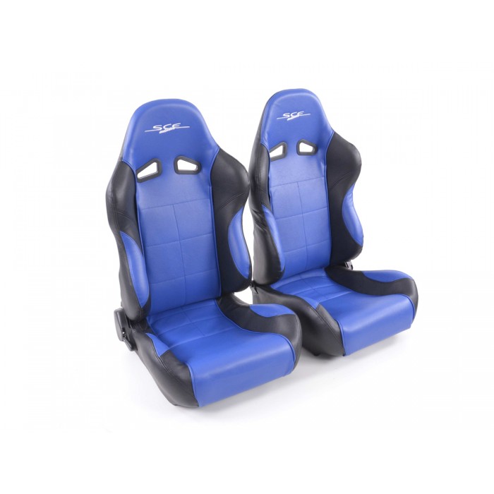 Снимка на Спортни седалки комплект 2 бр. SCE-Sportive 2 еко кожа сини/черни FK Automotive SCERSE115-116 за Audi A6 Sedan (4B, C5) 1.8 - 125 коня бензин