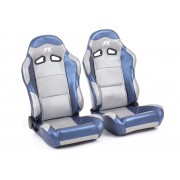 Снимка на Спортни седалки комплект 2 бр. Spacelook Carbon еко кожа сиви/сини FK Automotive FKRSE813/814