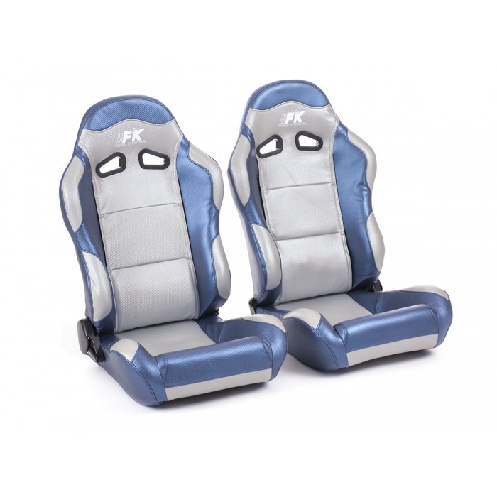 Снимка на Спортни седалки комплект 2 бр. Spacelook Carbon еко кожа сиви/сини FK Automotive FKRSE813/814 за Seat Altea XL (5P5,5P8) 2.0 TDI - 170 коня дизел
