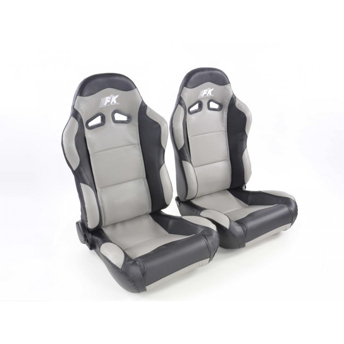 Снимка на Спортни седалки комплект 2 бр. Spacelook Carbon еко кожа сиви/черни FK Automotive FKRSE805/806
