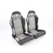 Снимка на Спортни седалки комплект 2 бр. Spacelook Carbon еко кожа сиви/черни FK Automotive FKRSE805/806