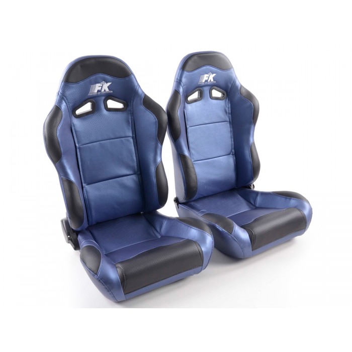 Снимка на Спортни седалки комплект 2 бр. Spacelook Carbon еко кожа сини FK Automotive FKRSE803/804 за BMW 5 Sedan E39 525 td - 116 коня дизел